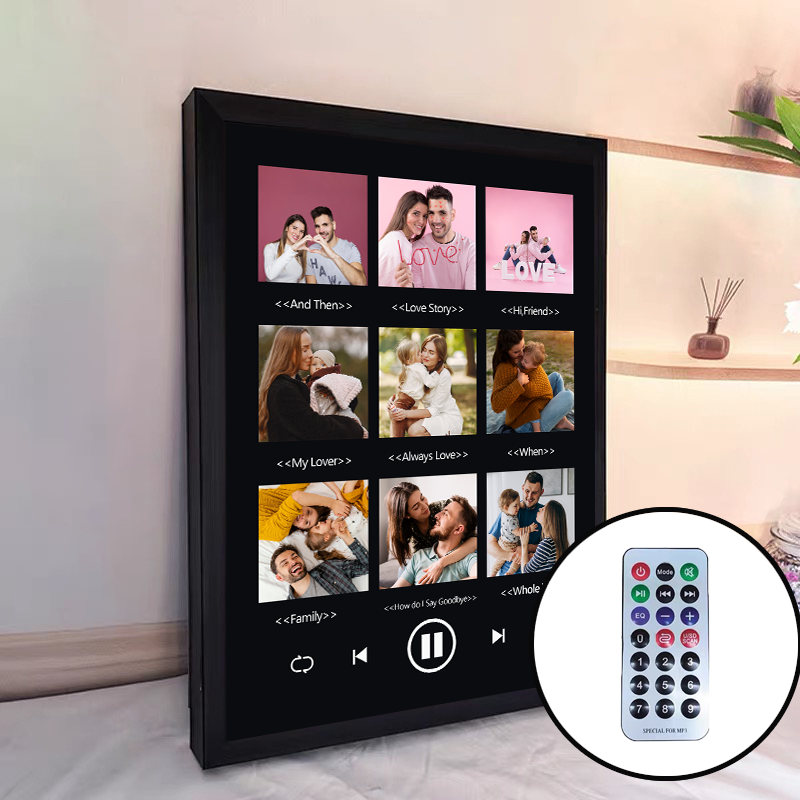 Custom Nine Songs Picture Frames Night Light with Personalised Photo Music Player (can play nine whole song)