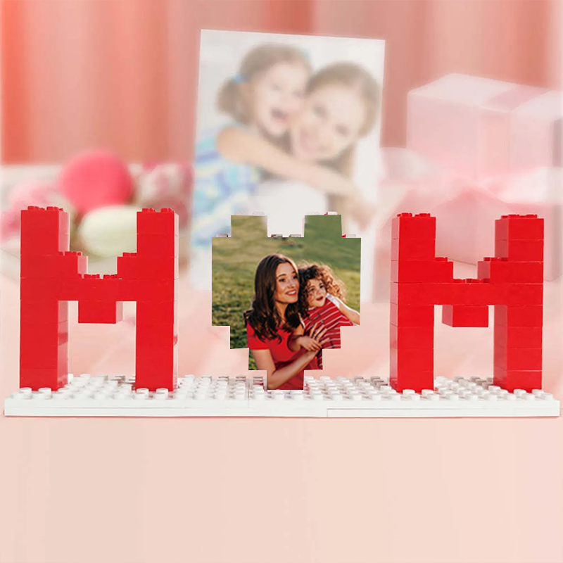 Custom Building Brick Puzzle Personalised Building Block Mom Heart Photo Block Gifts for Mom
