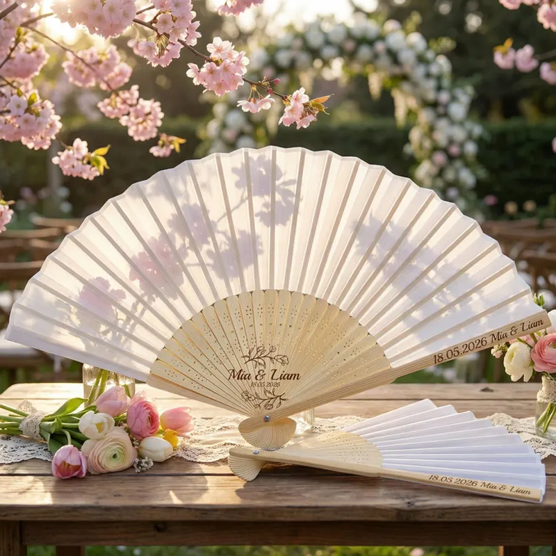 Personalised Folding Fans for Weddings Custom Engraved Hand Fan Bridesmaid Gift Set of 6 Bridal Shower Party Favors