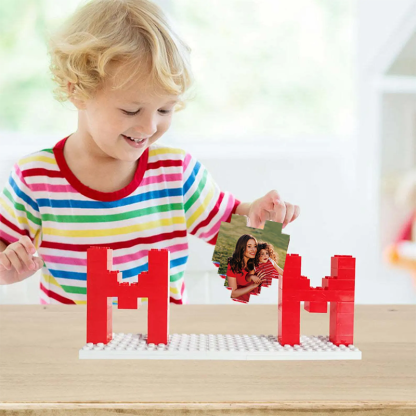 Custom Building Brick Puzzle Personalised Building Block Mom Heart Photo Block Gifts for Mom