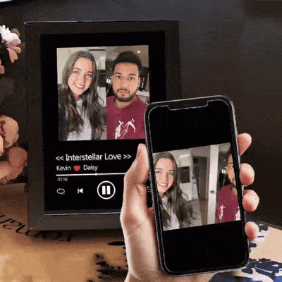 Personalised AI Kissing Video Photo Frame with Custom Whole Song AR Frame Personalised Music Player (Can Play Whole Song)