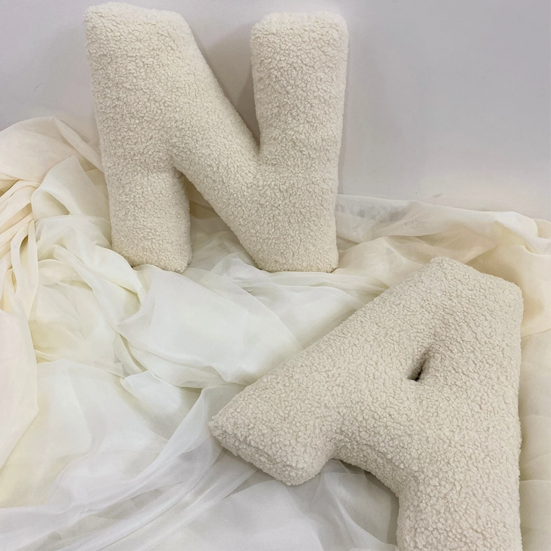 Personalised Alphabet Letter Pillow Embroidered Initial Cushion Nursery Decor Soft Sherpa Dorm Bed Pillow Baby Shower Gift