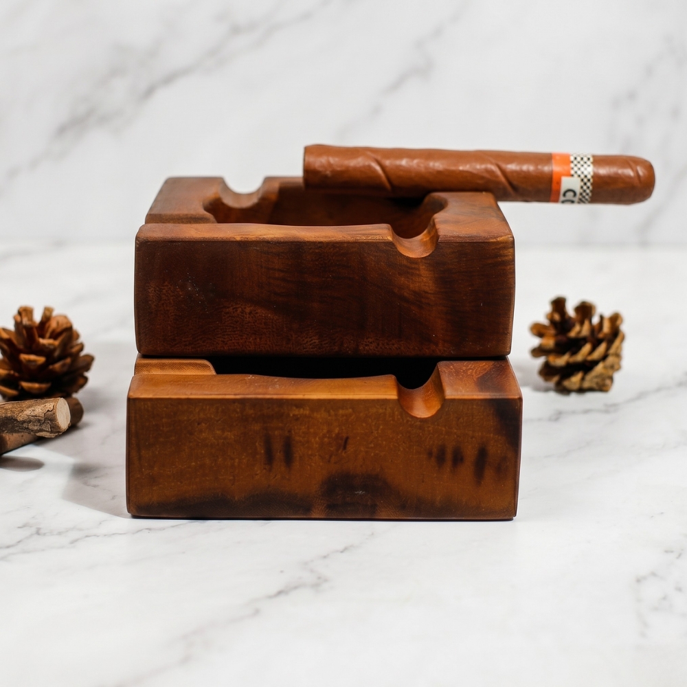 Personalised Cigar Ashtray Engraved Walnut Wooden Cigar Ashtray Cigar Lover Gift