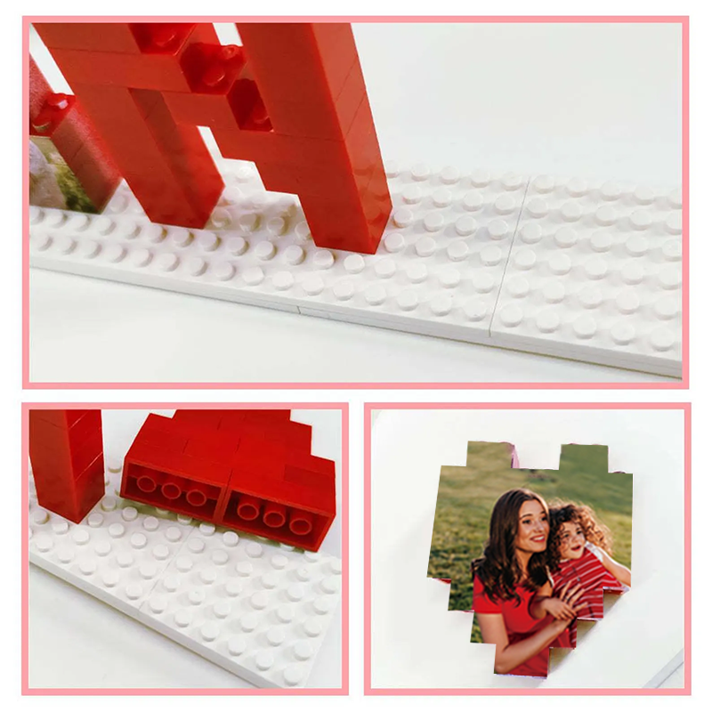 Custom Building Brick Puzzle Personalised Building Block Mom Heart Photo Block Gifts for Mom