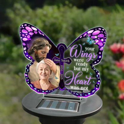 Personalised Memorial Solar Garden Light with Name And Photo Memorial Gift for Loss of Family Custom Butterfly Light Up Remembrance Stake