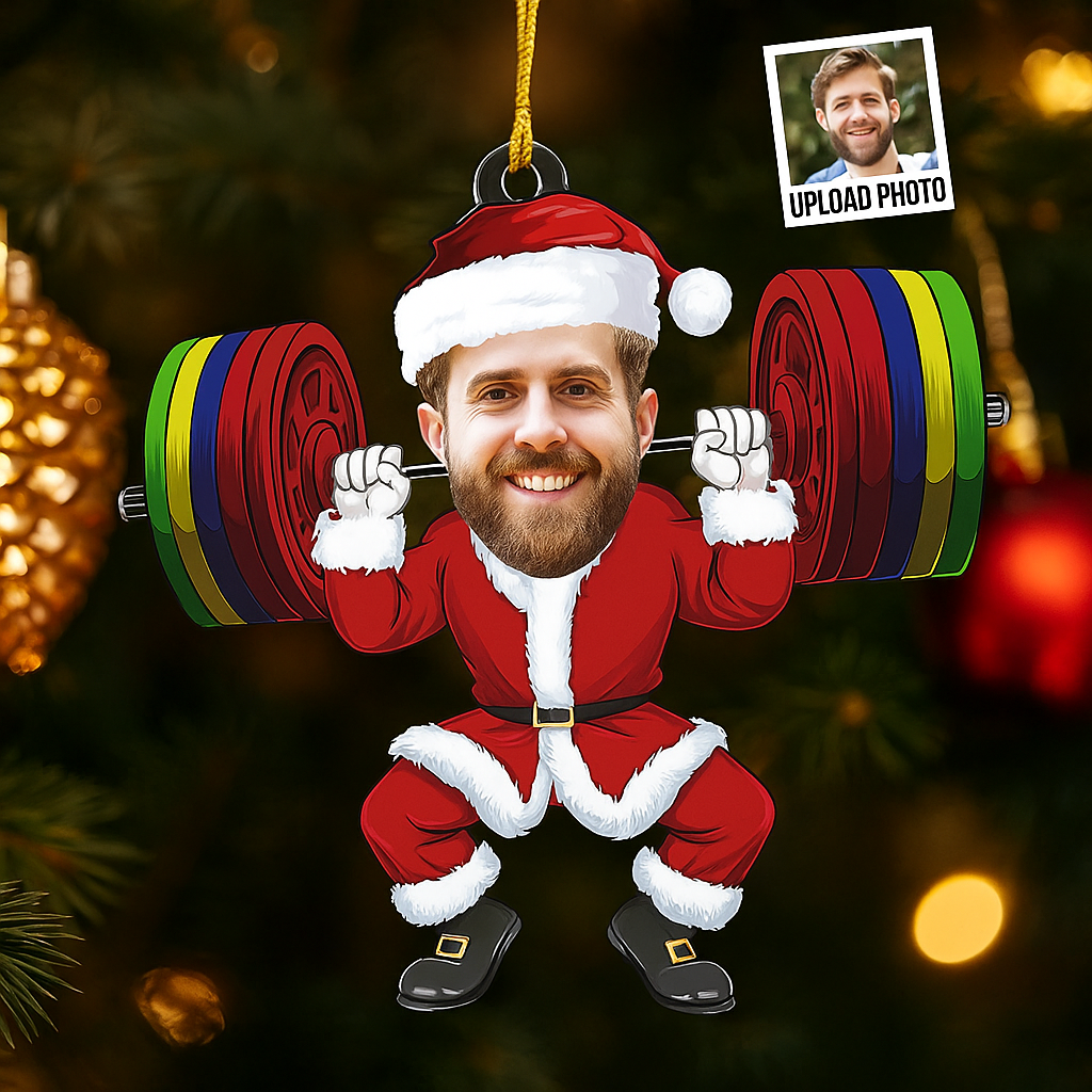 Merry Liftmas Personalised Gym Photo Ornament Custom Fitness Christmas Gift for Bodybuilders and Workout Lovers