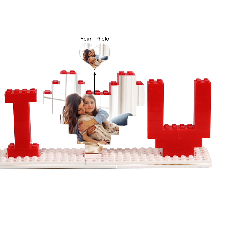 Custom Building Brick Puzzle Personalised Building Block Mom Heart Photo Block Gifts for Mom