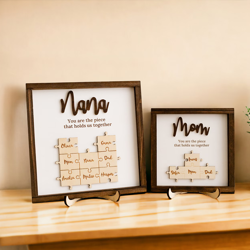 Personalised Name Wooden Puzzle Custom Sign mum You Are the Piece That Holds Us Together Gifts for mum