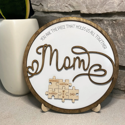 Personalised Name Wooden Puzzle Round Frame Custom Sign mum You Are the Piece That Holds Us Together Gifts for mum