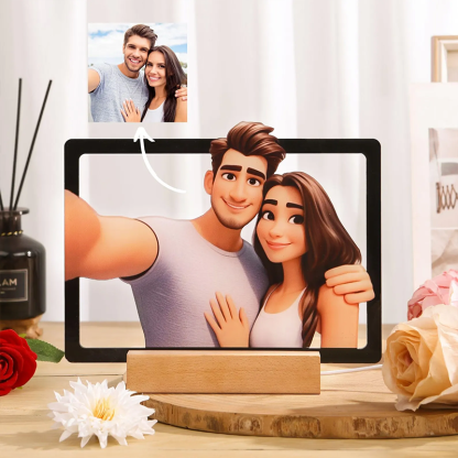 Personalised Cartoon Portrait Photo Pixar Inspired Style 3D Picture LED Night Light Christmas Gifts