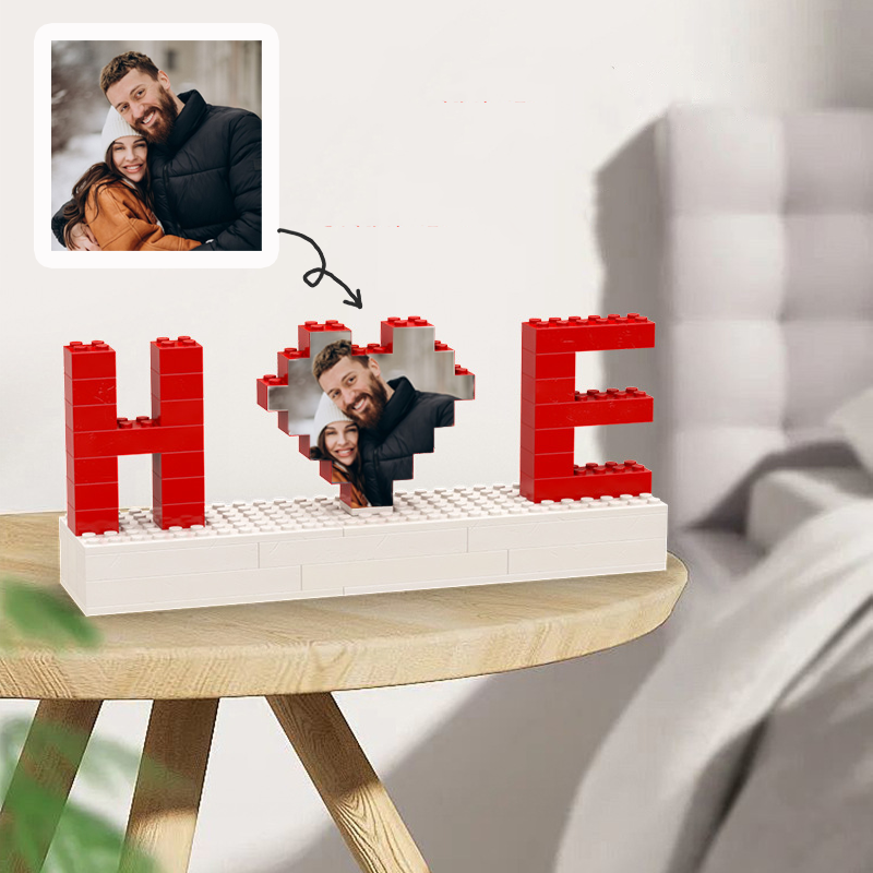 Personalised Photo Brick Puzzle Custom Two Letters Building Block Couple Gifts