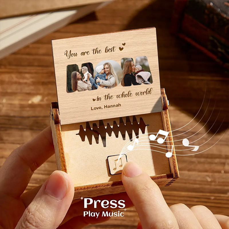 Personalised Whole Song Wooden Photo Music Box Custom Best Mom Music Box Gift for Mother