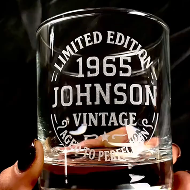 Custom Birthday Whiskey Glass Personalised Aged to Perfection Rock Gla