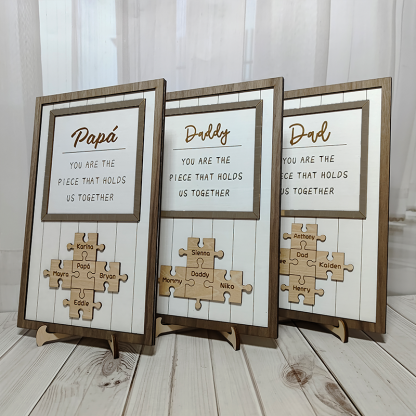 Personalised Fathers Day Puzzle Sign Name Wooden Puzzle Custom Sign Frame Gifts for Dad
