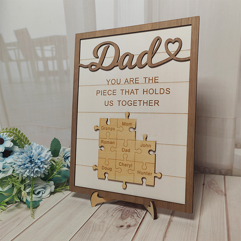 Custom Fathers Day Puzzle Sign You are the Piece that Holds us Together Personalised Puzzle Gift for Dad