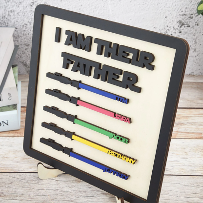 Personalised Wooden Family Sign Custom Kids Name I Am Their Father Wooden Sign Frame Fathers Day Gifts
