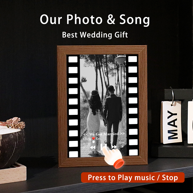 Custom Photo Frame with Music Vintage Movie Picture Frame with Personalised Song Wedding Gifts (can play whole song)