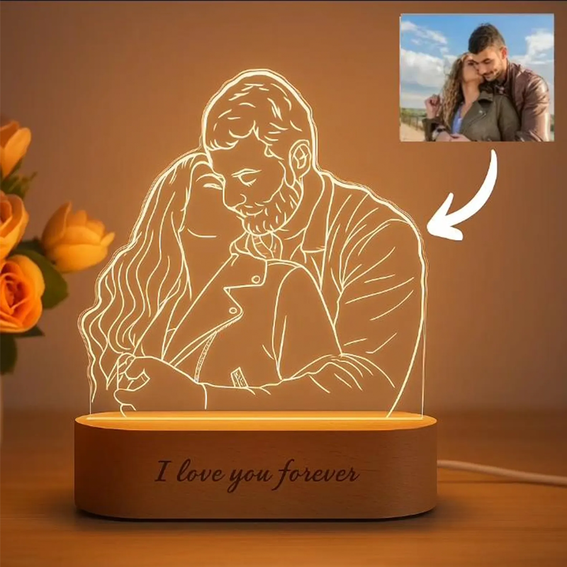 Christmas Gifts Personalised Photo Handmade Drawing Portrait Line Art Picture LED Night Light
