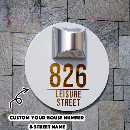 Custom Number and Address Solar LED Address Sign Weatherproof Door Number Plaque for House Front Yard Wall Gate Outdoor Display