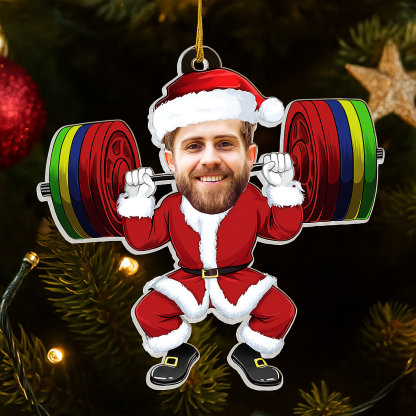 Merry Liftmas Personalised Gym Photo Ornament Custom Fitness Christmas Gift for Bodybuilders and Workout Lovers