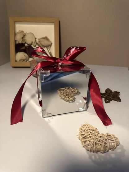 Custom Photo Tulip Flower Mirror LED Night Light Cube Light Box with Your Picture and Text