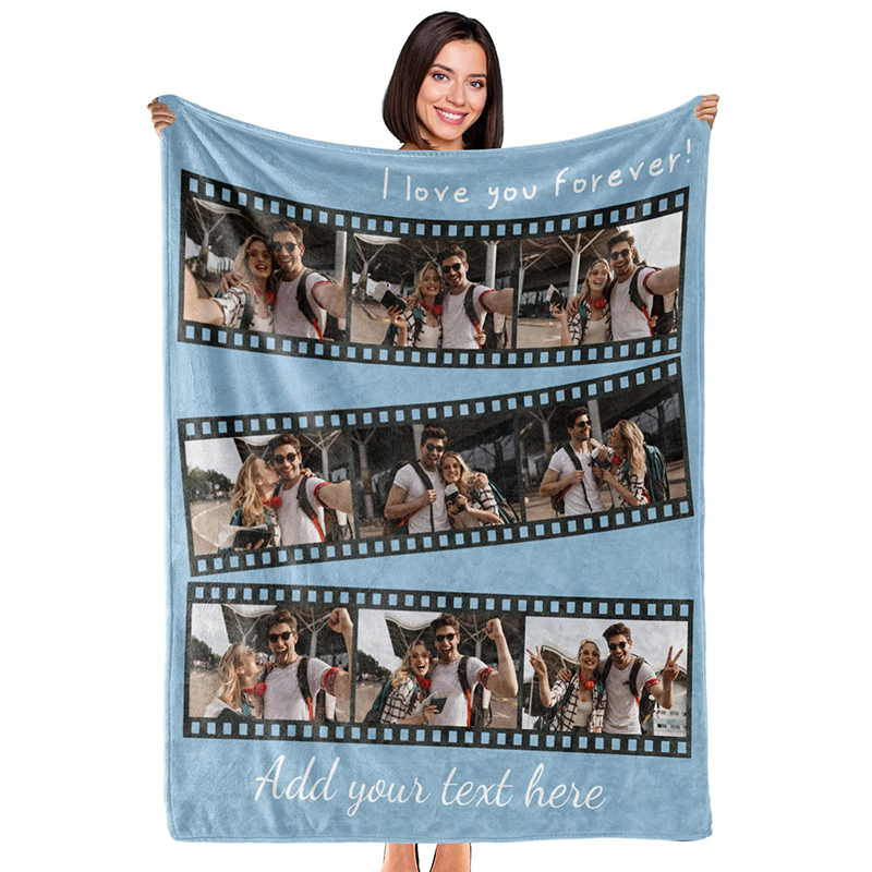 Personalised Movie Film Collage Photo Blanket Custom Throw Blanket wit