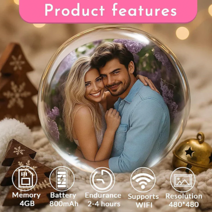 Personalised Video 3D Globe Crystal Ball with Sound Custom Album and Video Player Playable Memory Sphere Anniversary Christmas Gifts