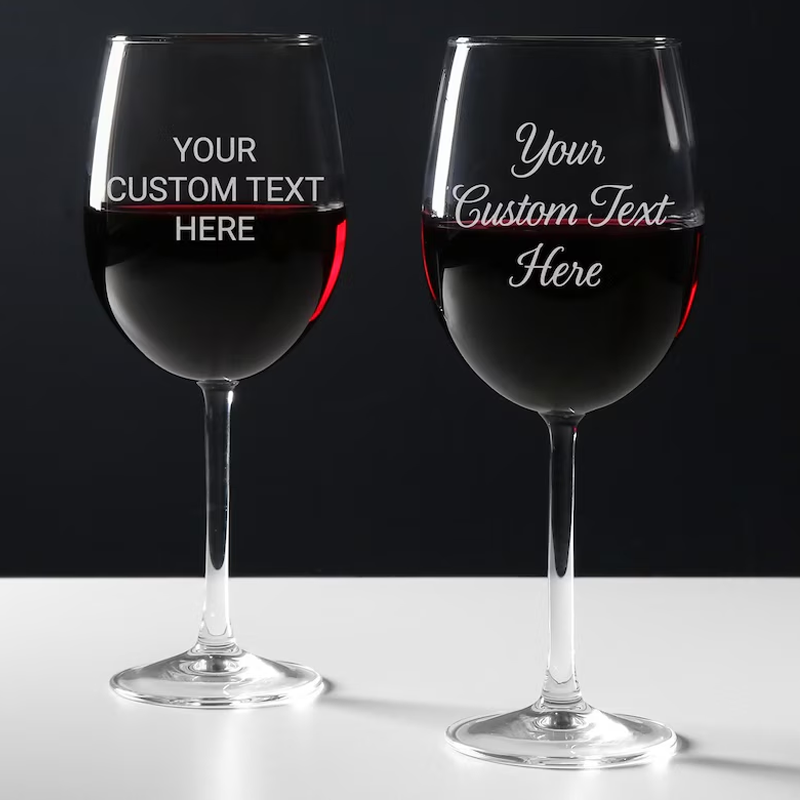 Custom Etched Logo and Message Laser Engraved Wine Glass Personalised