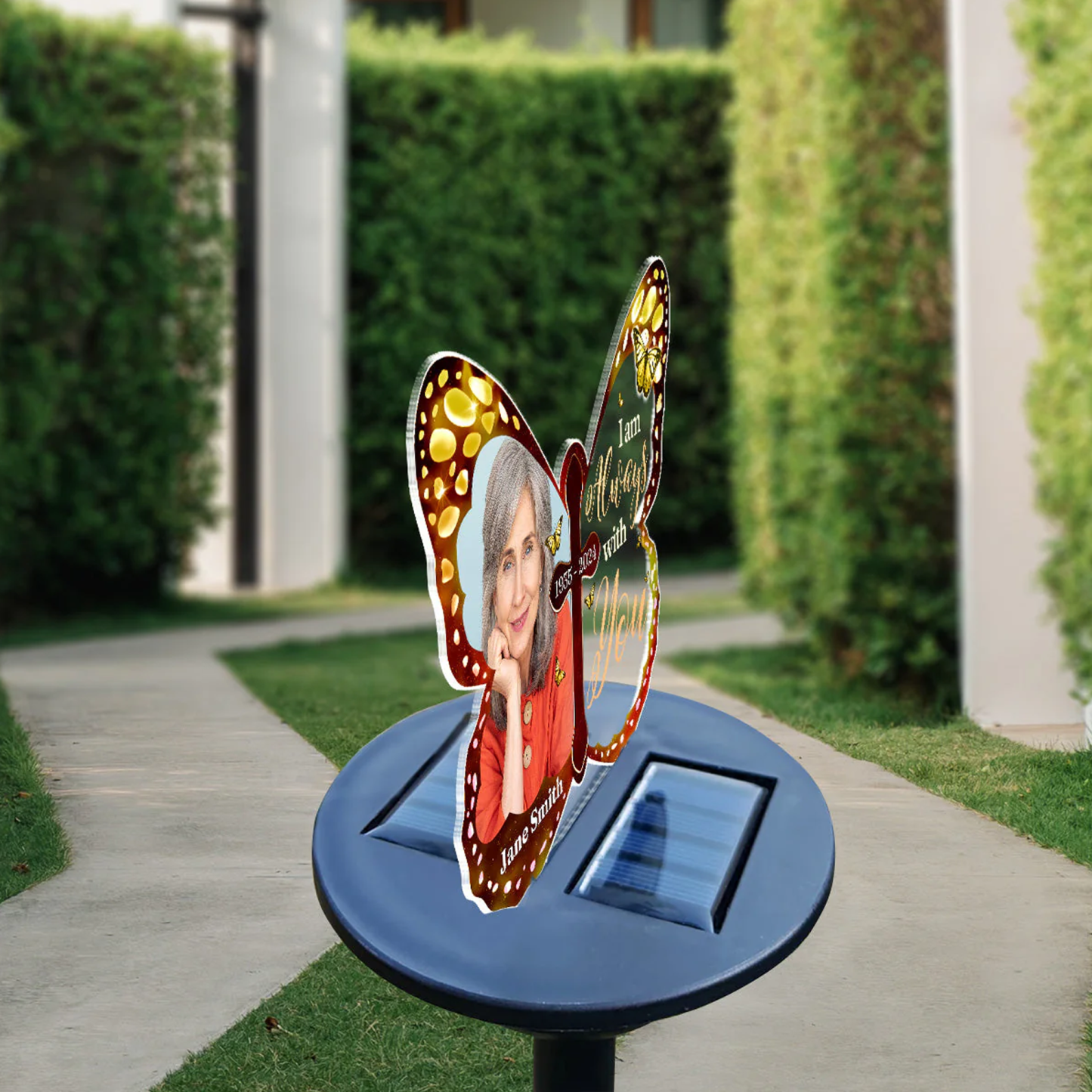 Personalised Memorial Solar Garden Light with Name And Photo Memorial Gift for Loss of Family Custom Butterfly Light Up Remembrance Stake
