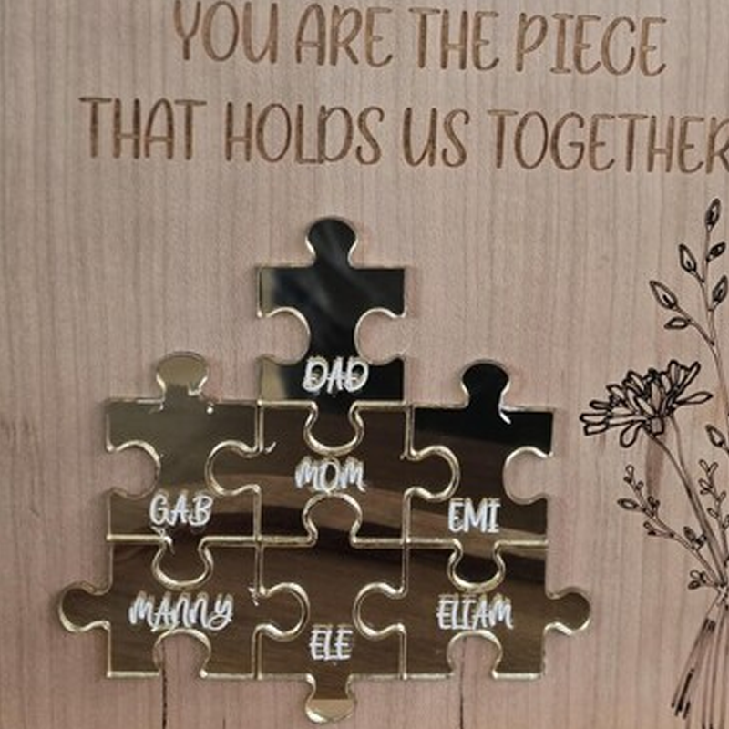 Personalised Mom Puzzle Sign with Birth Flower You Are the Piece that Holds Us Together Mother's Day Gift