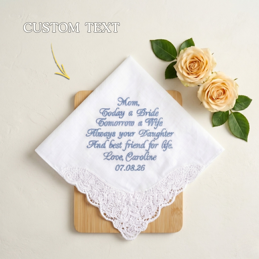 Custom Wedding Handkerchief Mother of the Bride Handkerchief Personalised Handkerchief for Wedding