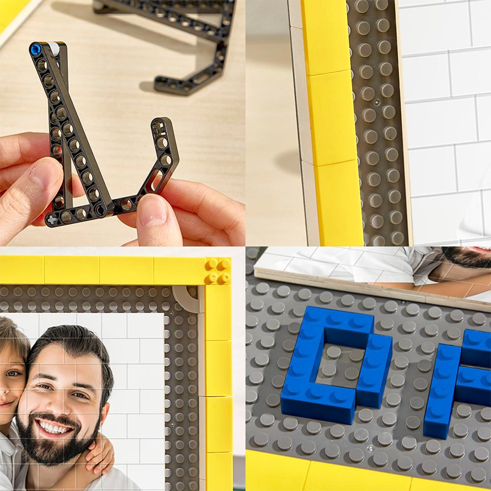 Personalised Photo Puzzle Building Blocks Father's Day Gifts Custom Dad and Papa Building Bricks Picture Frame Gift for Dad
