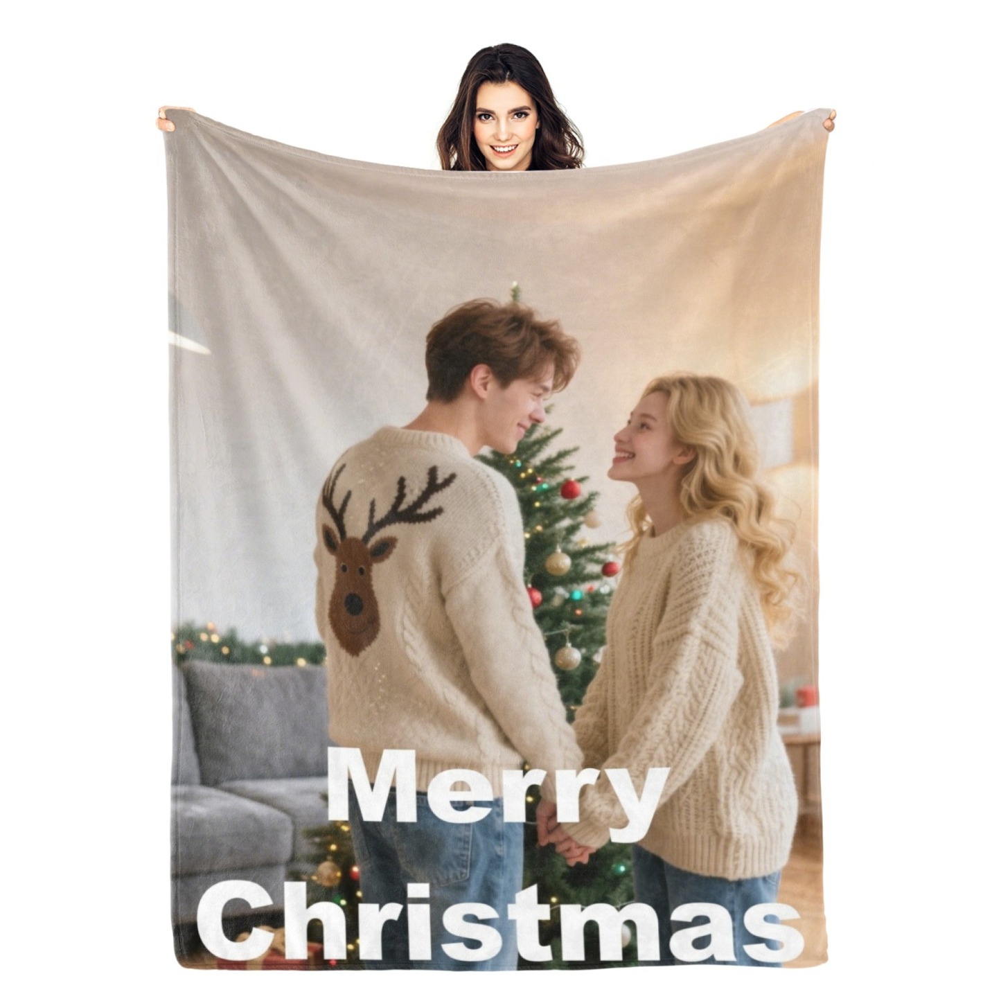 Custom Collage Photo Blanket Personalised Throw Blanket with Photos Text Christmas Gifts