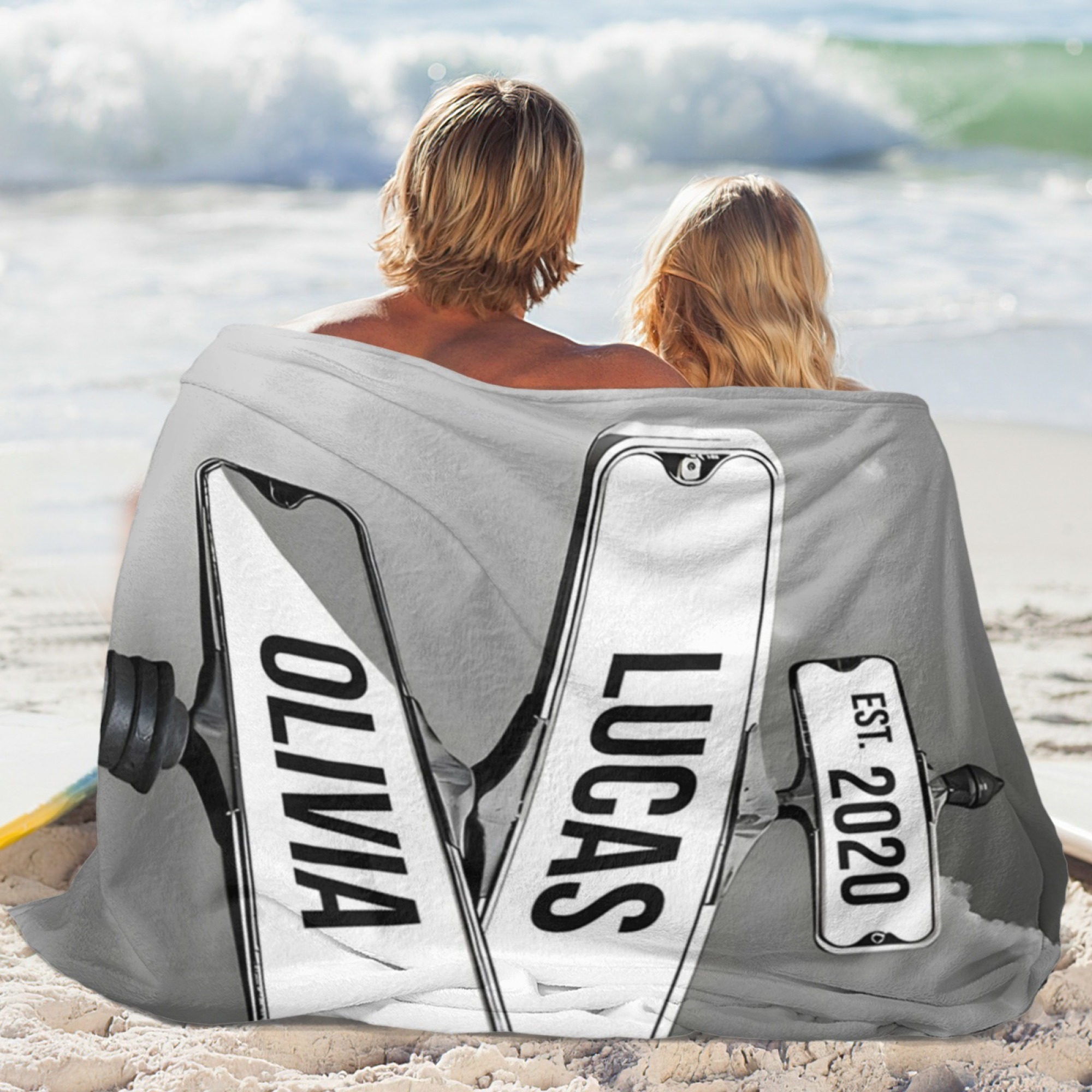 Personalised Blanket Family Names Date Of Birth Vintage Street Sign Custom Multi-Names Blanket Valentine's Day Gift