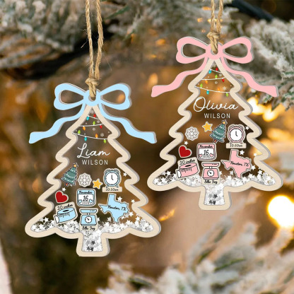 Custom Baby First Christmas Tree Ornament 2025 Baby 1st Christmas 4D Shake Ornament Newborn Gift