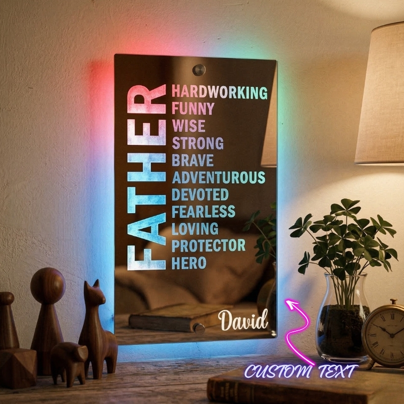 This Is My Father Personalised Name Mirror Light Custom Mirror Lamp Father's Day Gift