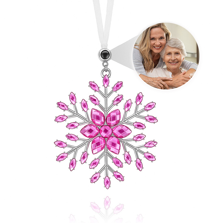 Personalised Photo Projection Ornaments with Picture Inside Multi-color Snowflake Ornaments Christmas Gifts for Family