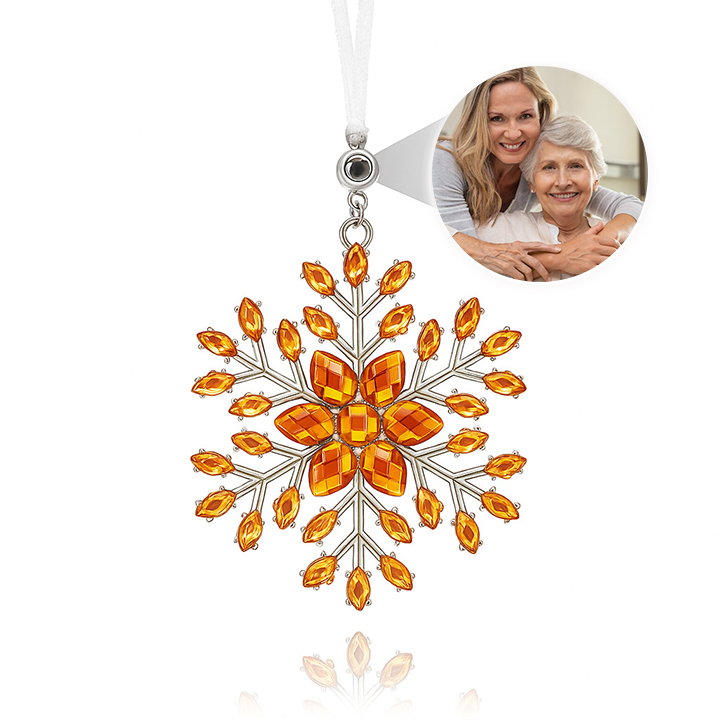 Personalised Photo Projection Ornaments with Picture Inside Multi-color Snowflake Ornaments Christmas Gifts for Family