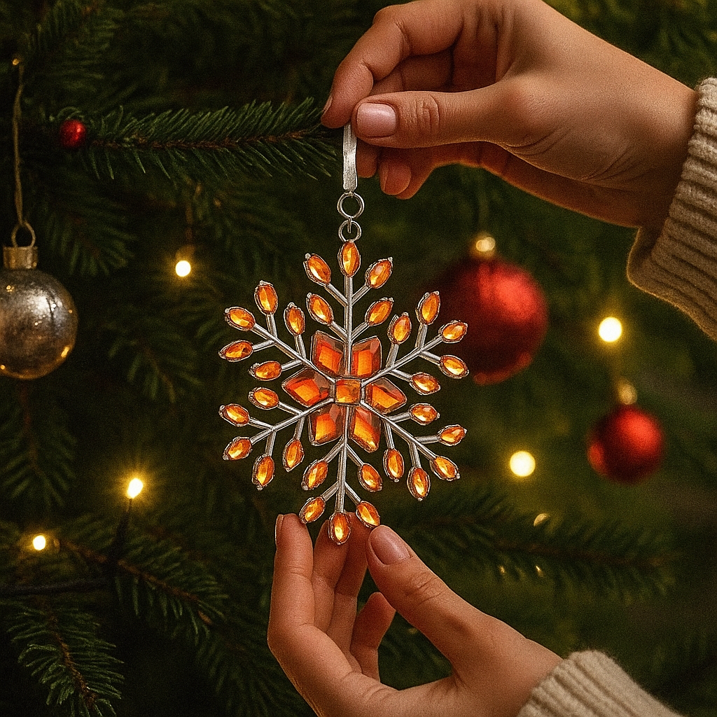 Personalised Photo Projection Ornaments with Picture Inside Multi-color Snowflake Ornaments Christmas Gifts for Family