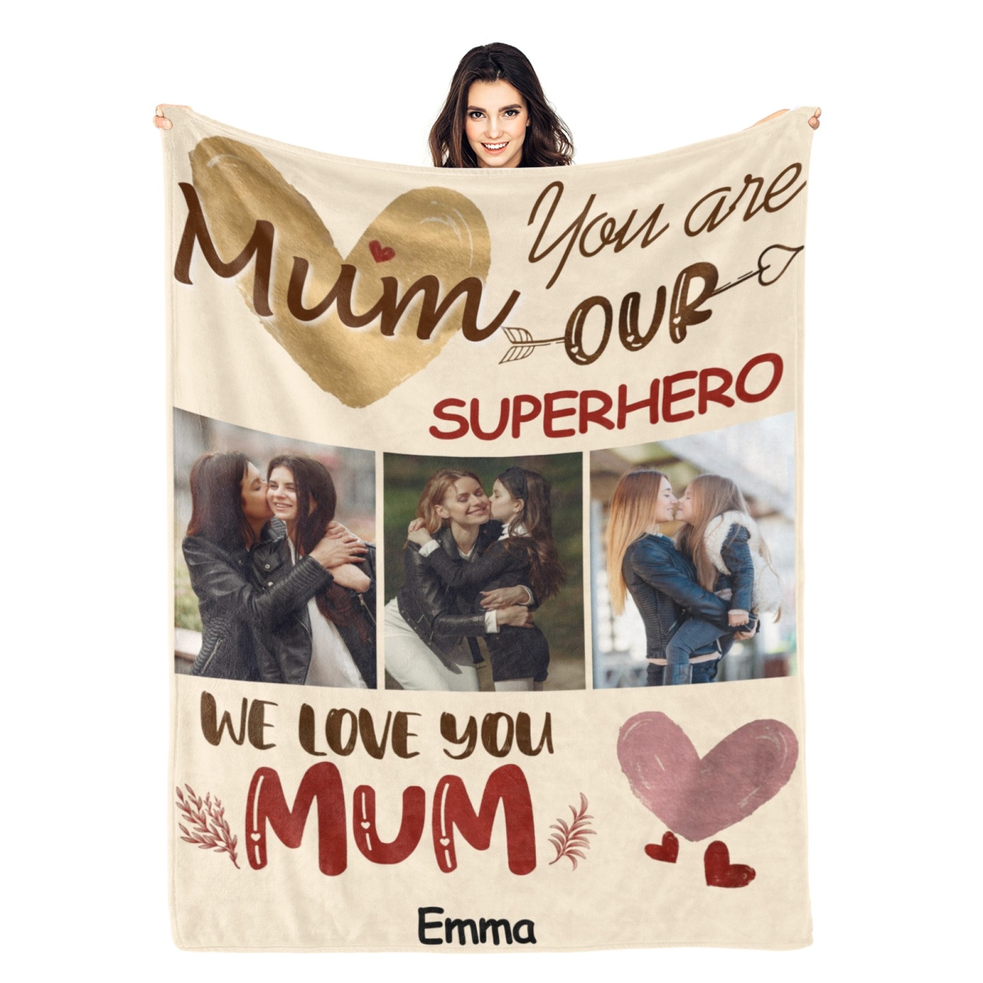 Custom Blanket with Collage Photos Blanket Mother's Day Gifts Personalised Throw Blanket with Photos