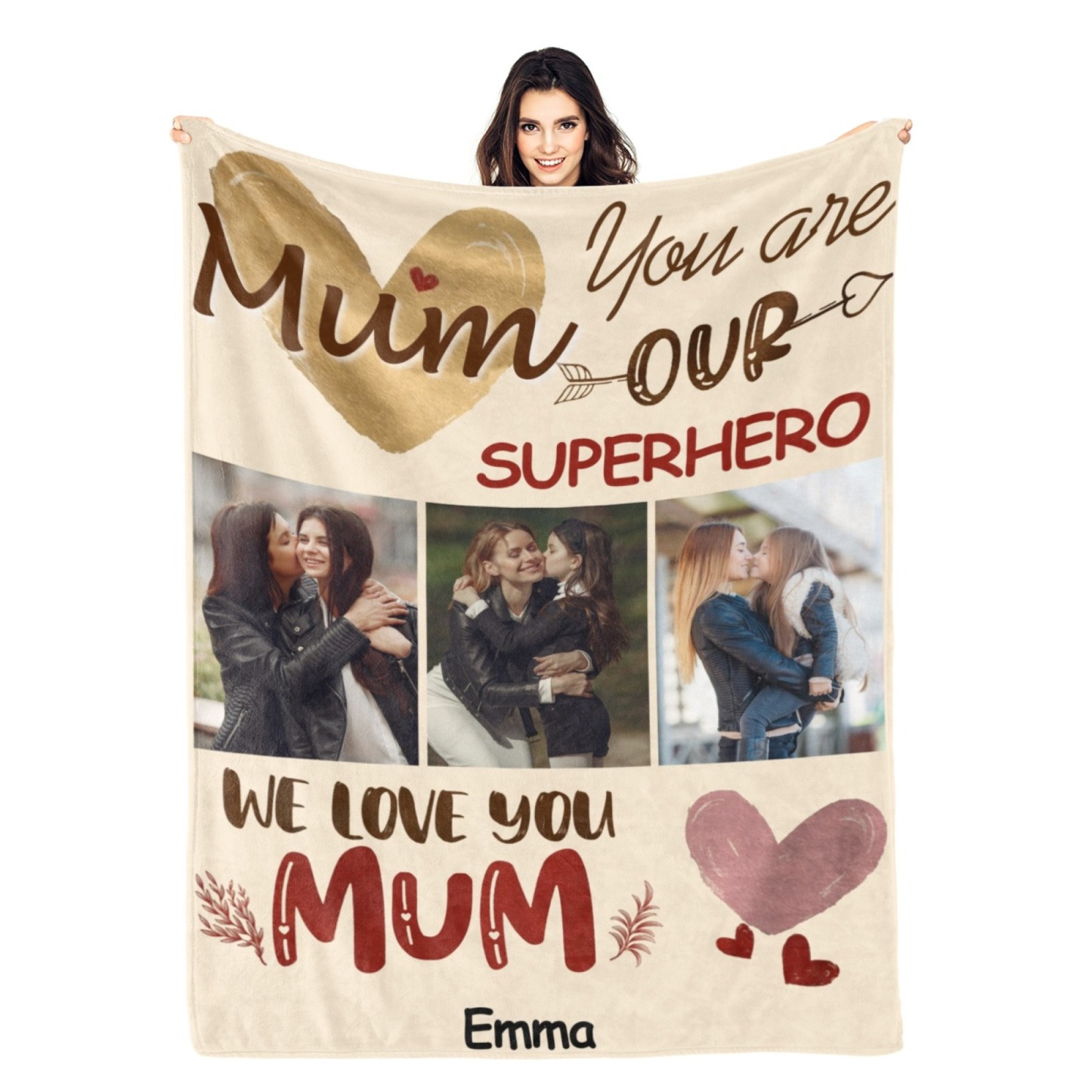 Custom Blanket with Collage Photos Blanket Mother's Day Gifts Personalised Throw Blanket with Photos