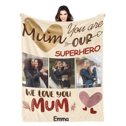 Custom Blanket with Collage Photos Blanket Mother's Day Gifts Personalised Throw Blanket with Photos