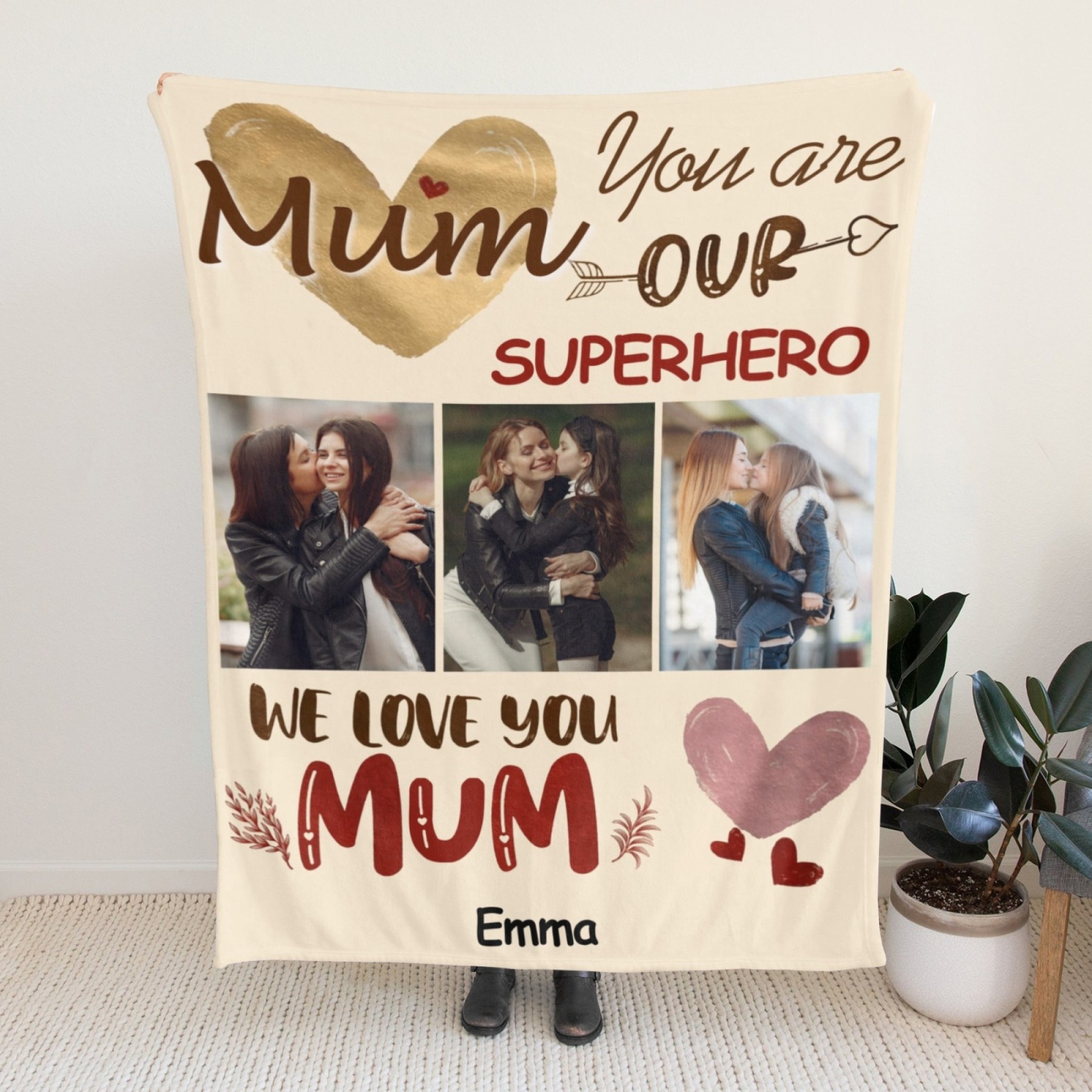 Custom Blanket with Collage Photos Blanket Mother's Day Gifts Personalised Throw Blanket with Photos