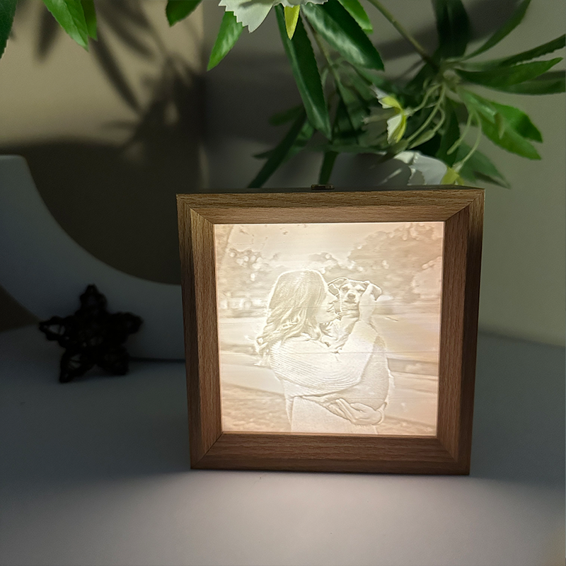 Custom 3D Printed Lithophane Photo Frame Lamp Personalised 3D Embossed Picture Night Light Unique Memorial Gift