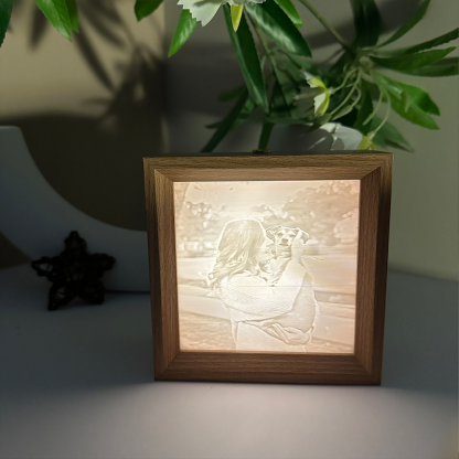 Custom 3D Printed Lithophane Photo Frame Lamp Personalised 3D Embossed Picture Night Light Unique Memorial Gift