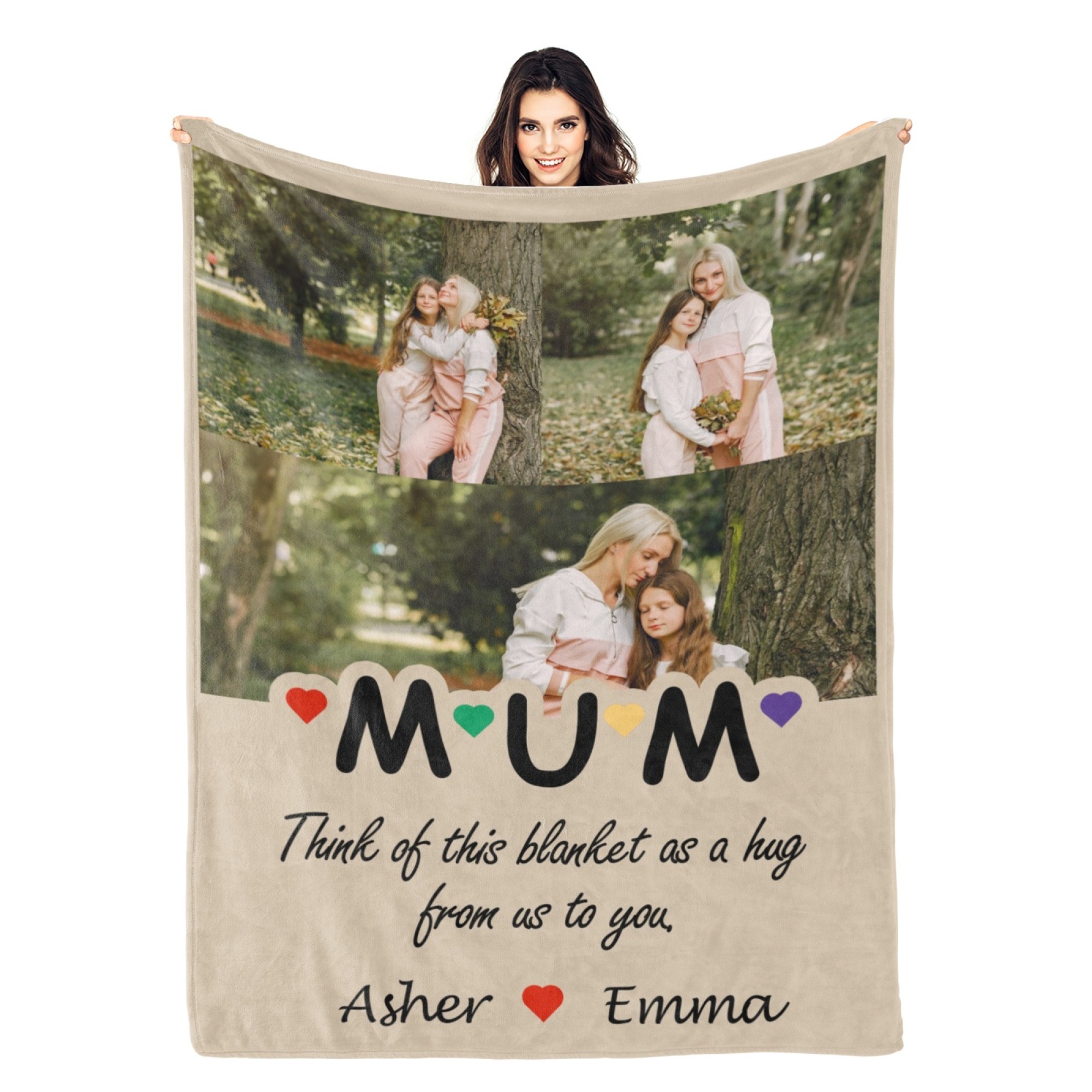 Custom Blanket with Collage Photos Blanket Mother's Day Gifts Personalised Throw Blanket with Photos