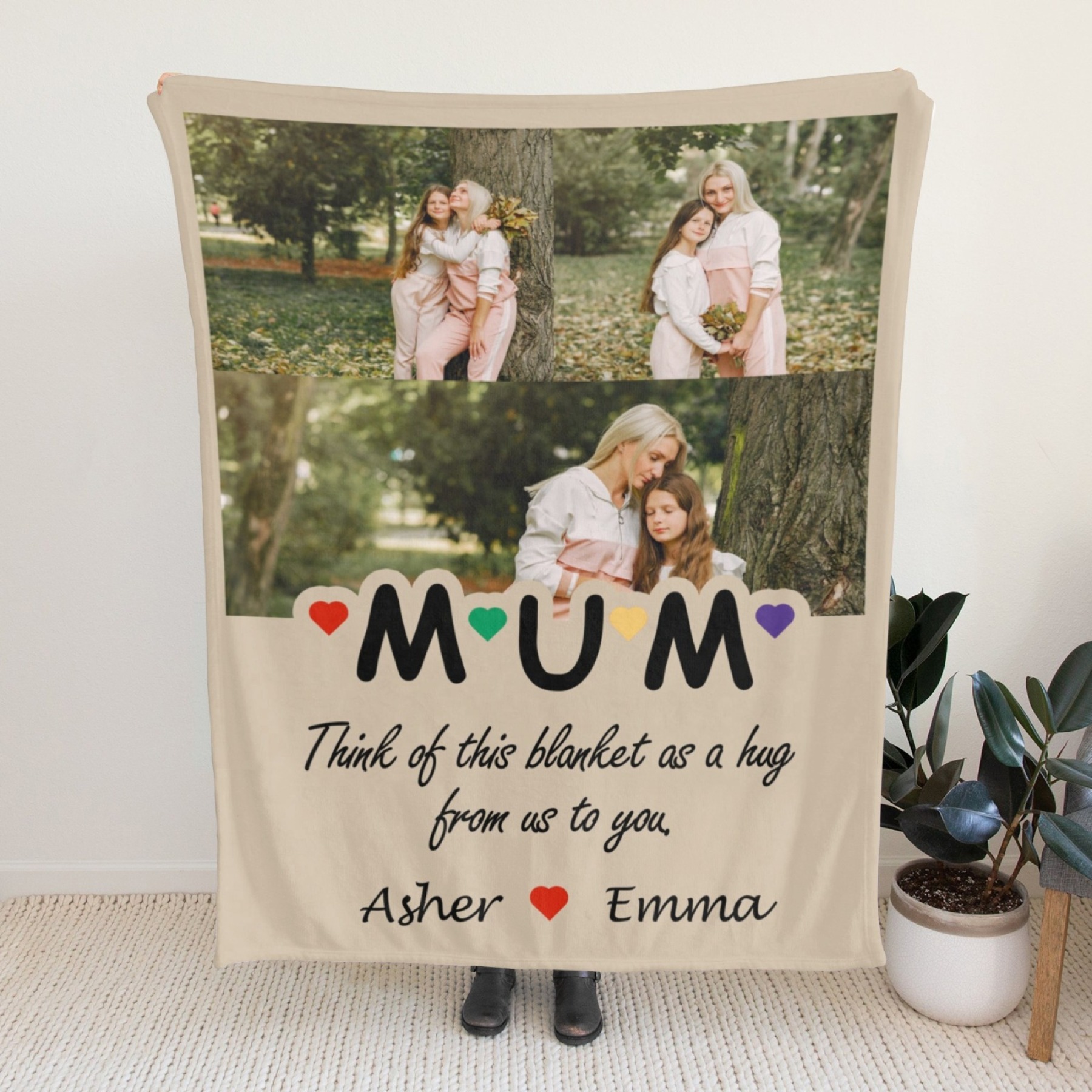Custom Blanket with Collage Photos Blanket Mother's Day Gifts Personalised Throw Blanket with Photos