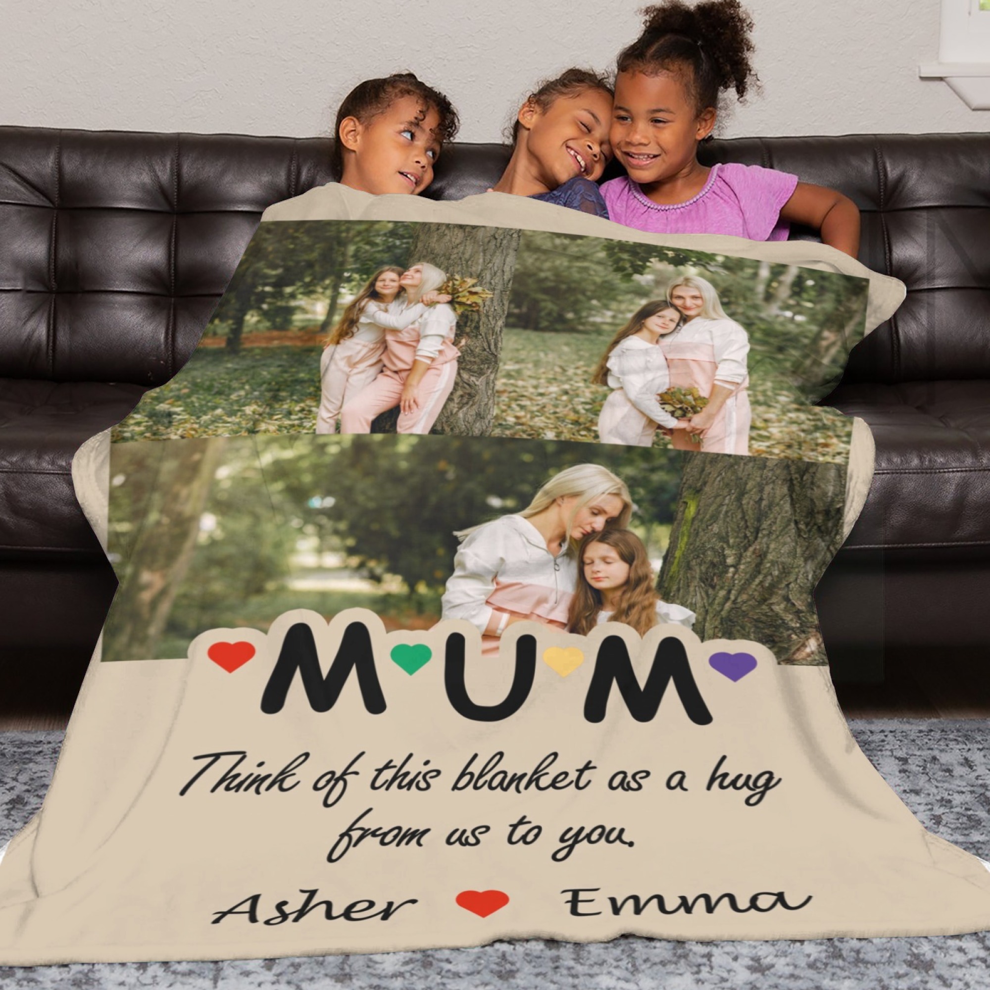 Custom Blanket with Collage Photos Blanket Mother's Day Gifts Personalised Throw Blanket with Photos