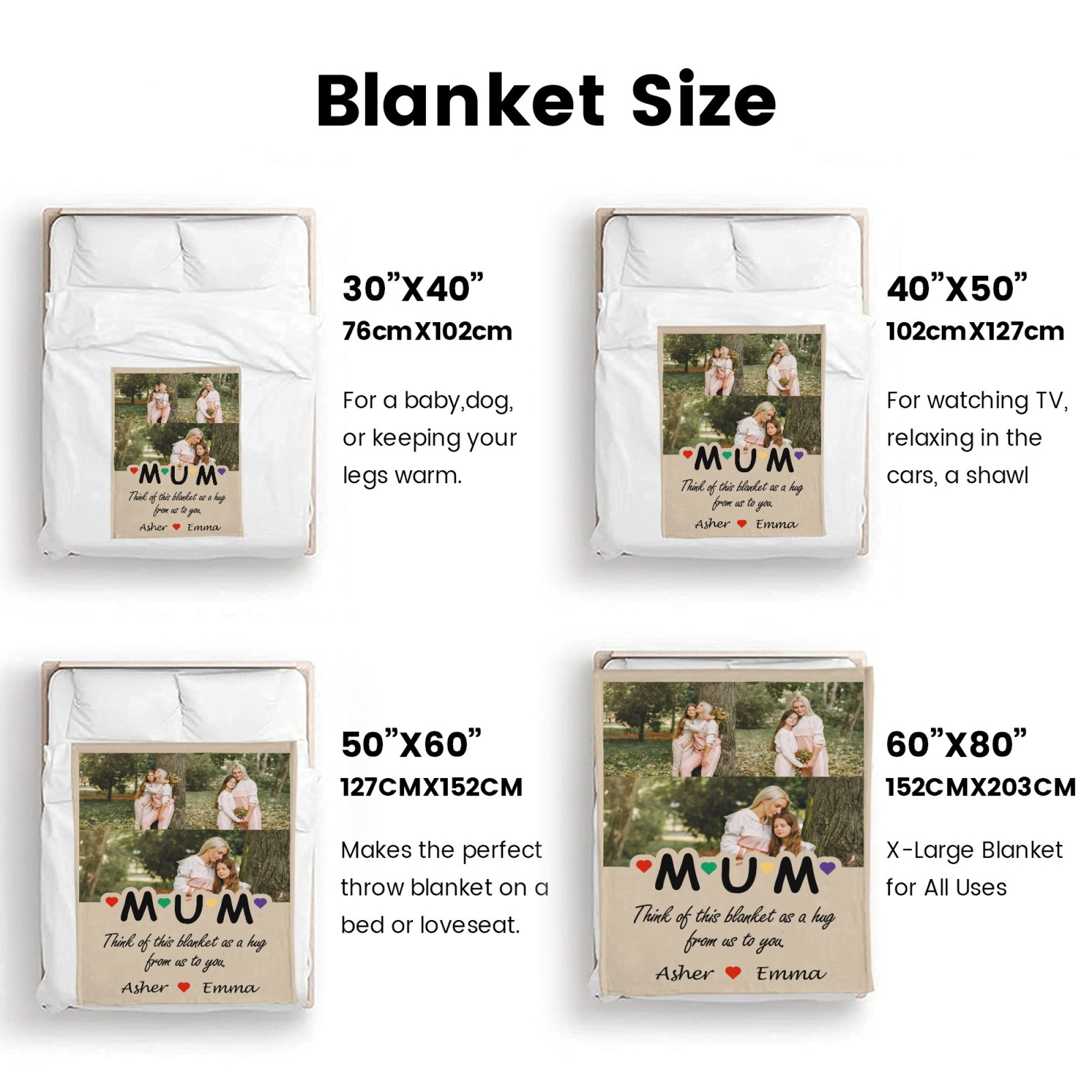 Custom Blanket with Collage Photos Blanket Mother's Day Gifts Personalised Throw Blanket with Photos