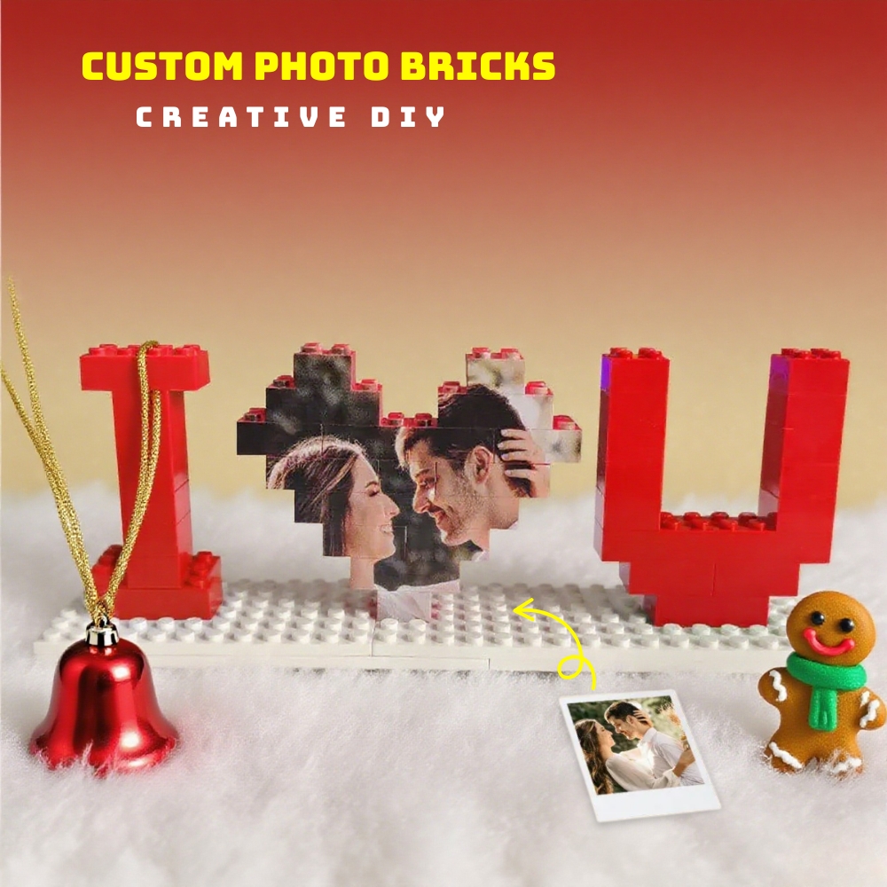 Custom Building Bricks Christmas Gifts for Couple Personalised Photo Block Love Puzzle Brick